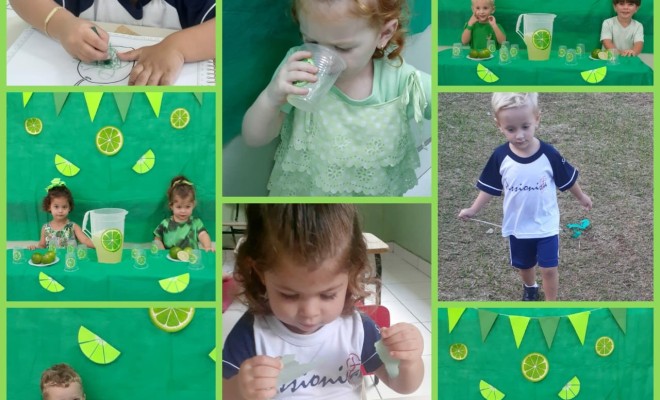 Aps a semana de aprendizado e descobertas da cor verde, os educandos do Maternal II finalizaram saboreando uma deliciosa limonada.